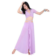 (L) Sexigt 2-delat magdansset: V-ringad crop top och böljande kjol för karneval