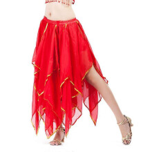 (Red) Gonna da danza del ventre, completo da ballo per feste, festival e cosplay, due pezzi, per donna.