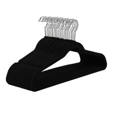 (Black, A) Svarte sølvkroker, slanke fløyelskleshengere til dress, 10-pakning