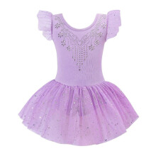 (Purple, 120cm) Justaucorps de danse et de gymnastique noir pour enfants (120 cm) – Robe de ballet à paillettes scintillantes pour filles