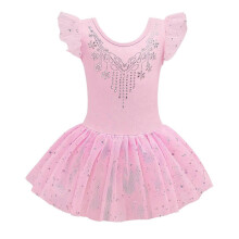 (pink, 110cm) Justaucorps de danse et de gymnastique noir pour enfants (120 cm) – Robe de ballet à paillettes scintillantes pour filles