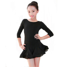 (Black, 170) Ensemble 2 pièces comprenant une jupe de danse latine pour filles, une robe de ballet à manches longues et un costume de spectacle.