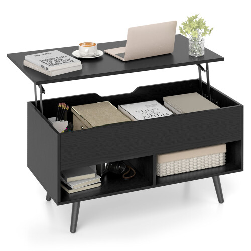 Costway Lift Top Coffee Table 80 cm Modern Accent Table with Hidden Compartment