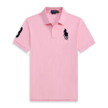 (Rose, M) T-shirt Polo Homme en Coton à Manches Courtes Logo Grand Pony