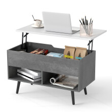 Lift Top Coffee Table 80 cm Modern Accent Table with Hidden Compartment