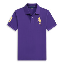 (Violet, XXL) T-shirt Polo Homme en Coton à Manches Courtes Logo Grand Pony