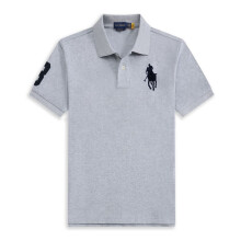 (Gris, XXL) T-shirt Polo Homme en Coton Ă Manches Courtes Logo Grand Pony