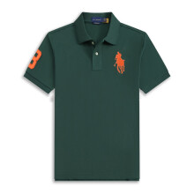 (Vert foncé, M) T-shirt Polo Homme en Coton à Manches Courtes Logo Grand Pony