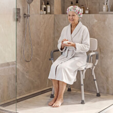 Shower Chair with Backrest Padded Armrests Height-adjustable Bath Chair