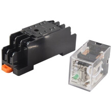 HH52P  24V Coil DPDT 8 Pins Electromagnetic Power Relay with DYF08A Base, Black+ Clear