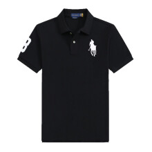(Noir blanc, XL) T-shirt Polo Homme en Coton à Manches Courtes Logo Grand Pony