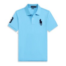 (Lac Lan Noir, S) T-shirt Polo Homme en Coton Ă Manches Courtes Logo Grand Pony
