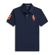 (Bleu roi et orange, XL) T-shirt Polo Homme en Coton Ă Manches Courtes Logo Grand Pony