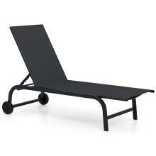 Chaise Lounger Tanning Chair Poolside 180 Full Flat Recliner With Wheels