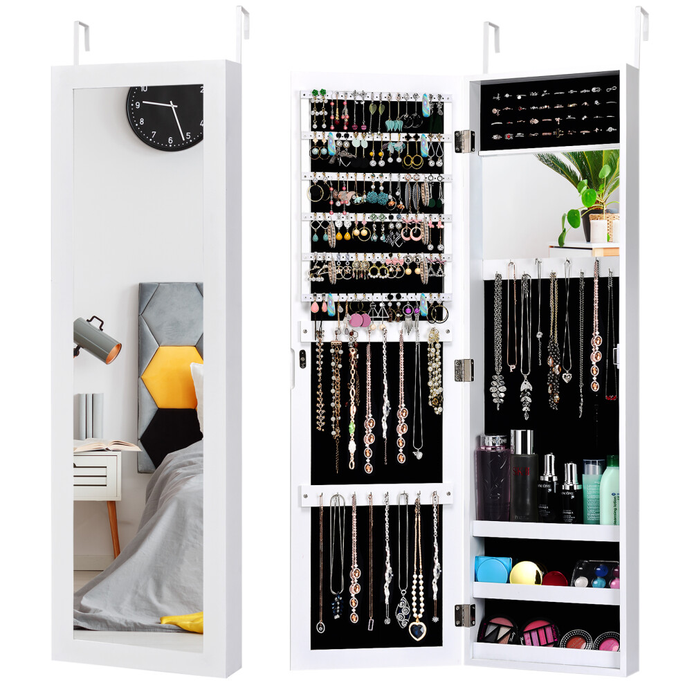 Costway Full-Length Mirrored Jewellery Cabinet Wall/Door Jewelry Armoire