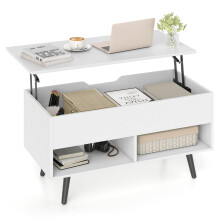 Lift Top Coffee Table 80 cm Modern Accent Table with Hidden Compartment