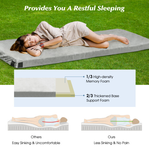 Costway Memory Foam Camping Mattress Waterproof Roll up Sleeping Pad for Sleepover 2