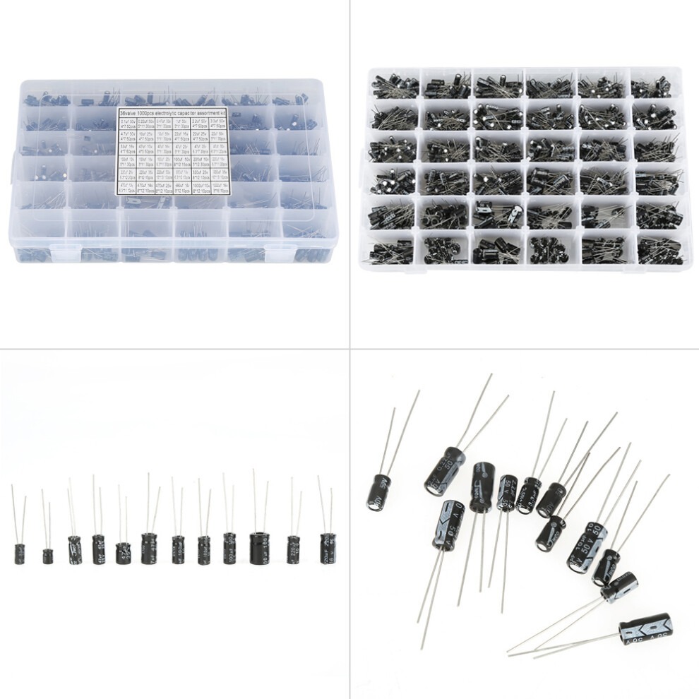 1000pc Electrolytic Capacitor Kit 36 Values