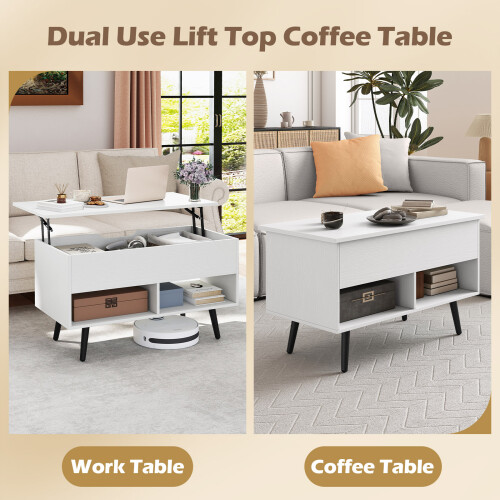 Costway Lift Top Coffee Table 80 cm Modern Accent Table with Hidden Compartment 2