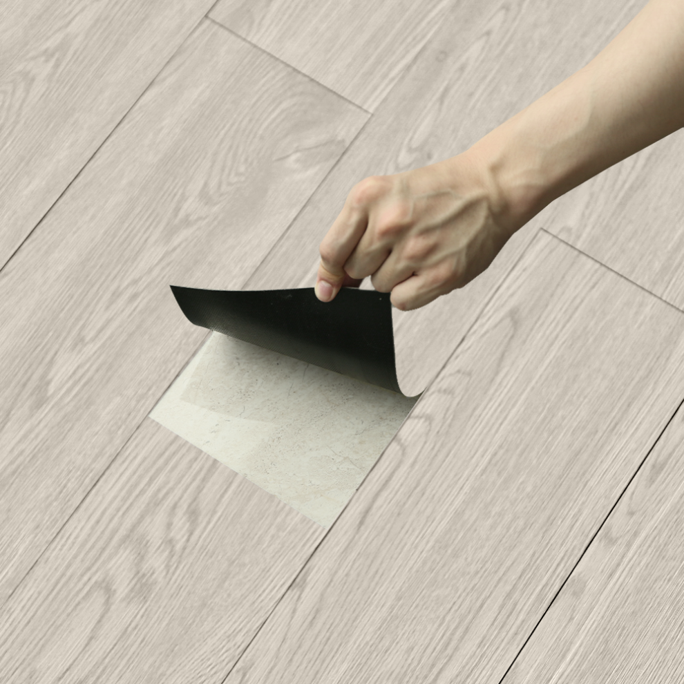 5Mâ² Self Adhesive Pvc Flooring Wood-Grain 36Pcs Thick Plank - Beige Grey 789049306174