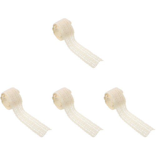 4Rouleaux De Ruban Dentelle Beige En Pour