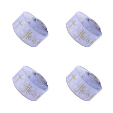 4Rolls Cloth Wire Ribbon with Delicate Patterns for Easter Crafts