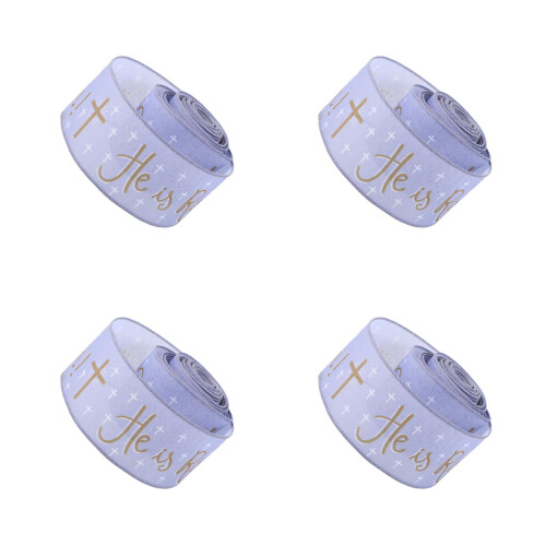 4Rolls Cloth Wire Ribbon with Delicate Patterns for Easter Crafts