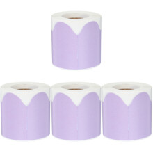 4Rolls Decorative Purple Bulletin Board Border Roll with Wave Trim