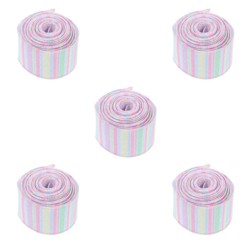 5Rolls Multi-Color Polyester Ribbon for Packaging DIY Present Craft