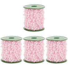 4Rolls Pink Faux Pearl Beaded String Adjustable Length for Vase Decor