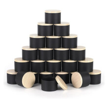 24-Pack 4 Oz Svarta Ljusburkar med Lock, 4 Oz Ljusburkar för Att GöRa Ljus Bulk