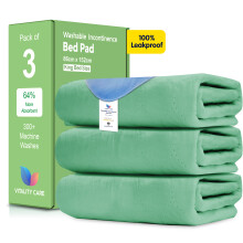 (86x152cm (Pack of 3)) Vitality Care Waterproof Mattress Protector King Size 86x152cm, Washable Incontinence Bed Pad for Adults,