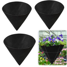 3 St Konformade Korgfodral Tyg Hängande Växtfodral Non-Woven Växtfodral Svarta Filtfodral 40 cm