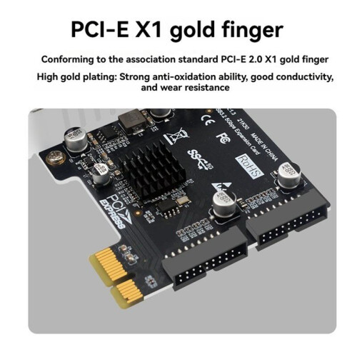 PCI-E to USB 3.0 Expansion Card 5Gpbs PCI Express Card 19/20 Pin Header for Type C Front Panel Mount Adapter
