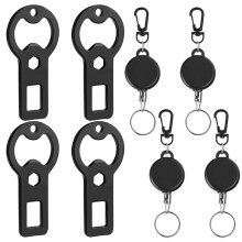 Portable Metal Bottle Opener Keychain,4-Pack Retractable Flat Beer Bottle Openers with Hooks for Outdoor Kitchen, Bar