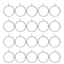 20 Pcs Openable Silver Curtain Rings Open and Close Metal Rustproof Drapery Loops with Eyelet for Hook Pins (1.5 Inch)