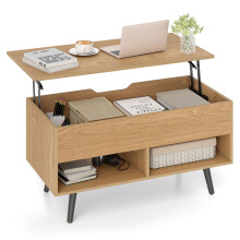 Lift Top Coffee Table 80 cm Modern Accent Table with Hidden Compartment
