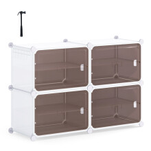 4-Tier Shoe Storage Cabinet DIY Shoe Rack Organizer With Magnetic Doors