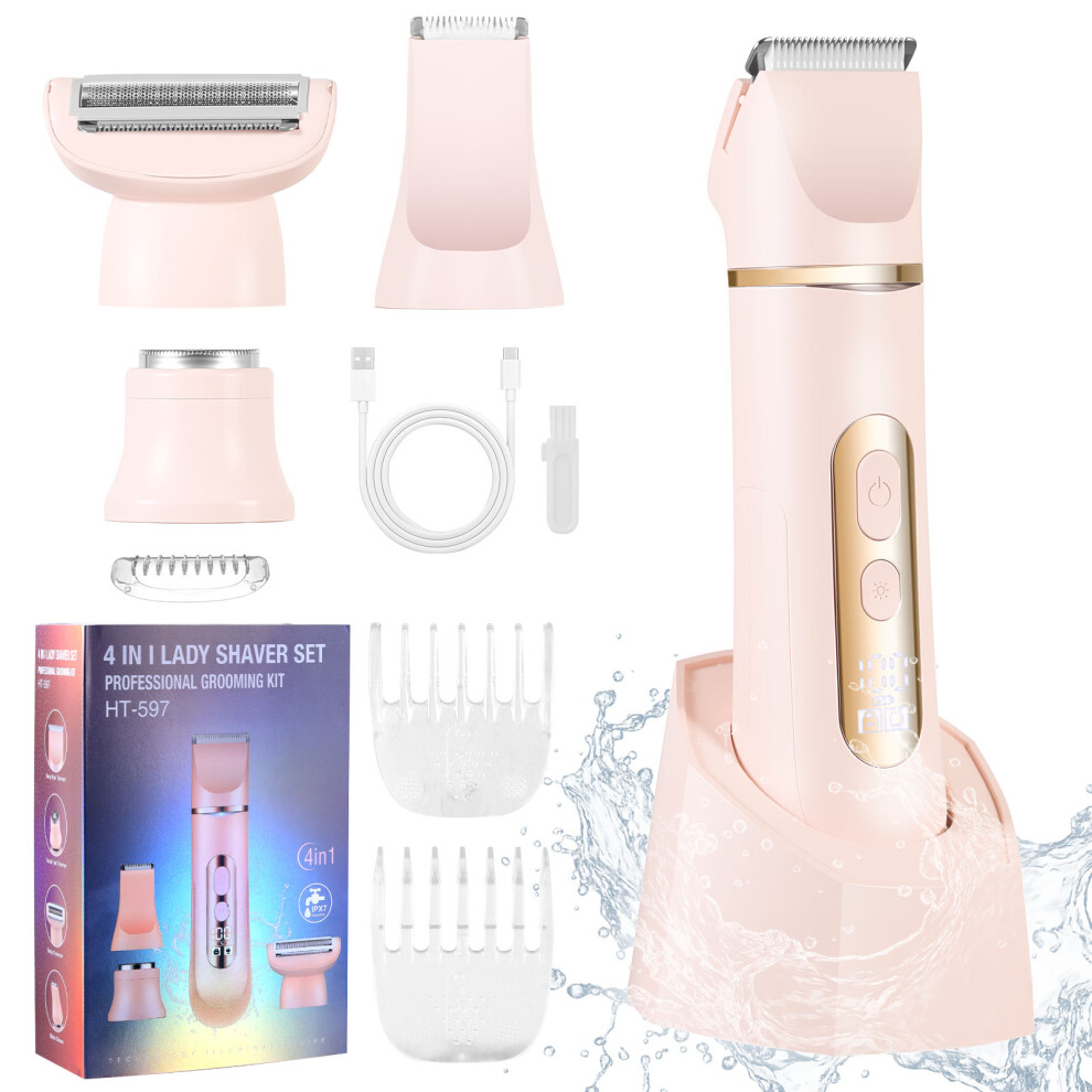 Hatteker Pink Electric Epilator & Shaver For Women, Bikini Underarm Body Hair Trimmer