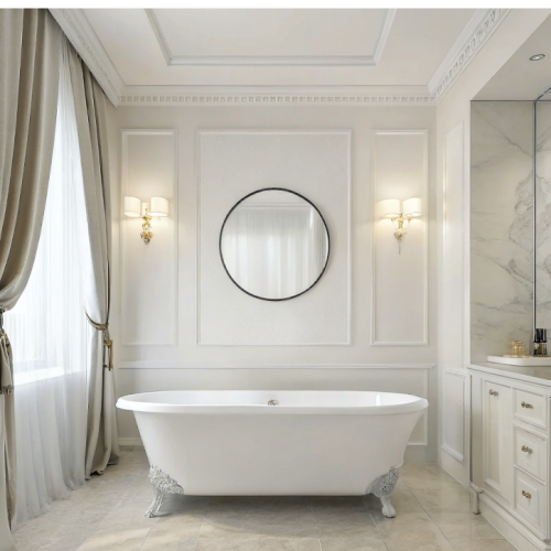 Round Wall Mirror Black Frame Minimalist Design for Bathroom Home Decor 1
