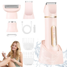 Depiladora maquinilla afeitar femenina HATTEKER HT-597 para zona del bikini, las axilas vello corporal,rosa