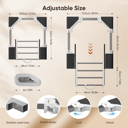 Universal Washer Dryer Stacking Kit with Pull Out Shelf, Adjustable Laundry Stacker Frame with Ratchet Strap 2