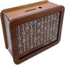 A-Wooden Piggy Bank Disposable Decorative Wooden Handmade Money Saving Box with Money Goals Counter Piggy Bank for Kids