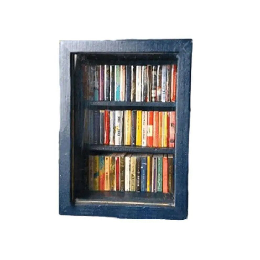 Semoic Miniature Bookshelf Pocket Anxiety Bookshelf Wooden Tiny Book Library Stress Reliever Bookshelf Tabletop
