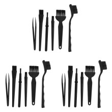 18X 6 in 1 Plastic Small Portable Handle Nylon Anti Static Brushes Cleaning Keyboard Brush Kit, Black (Zip Bag )