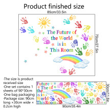 Cartoon Palm Print Rainbow English Bedroom Window Glass Decorative Wall Sticker Self-Adhesive Wall Sticker