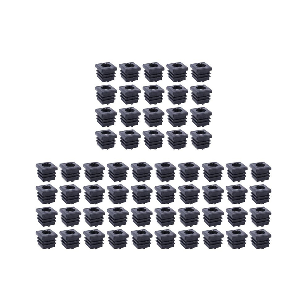 Square Tubing Pipe End Caps Insert Plugs M8 Thread 20X20mm 60Pcs Black 6032413047802