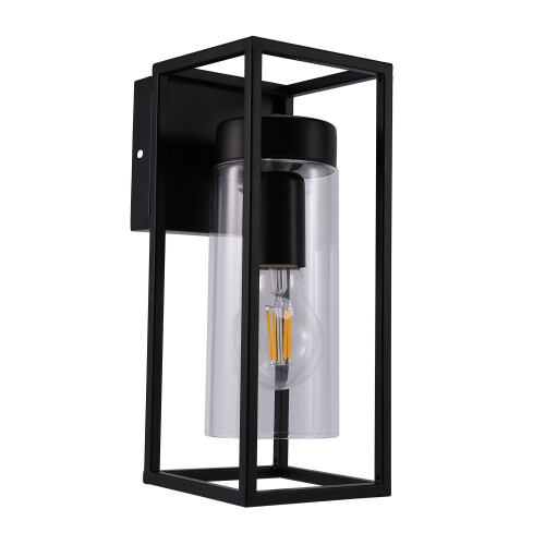 LED Rectangular Outdoor Wall Light Clear Metal Lantern Garden Wall Lamp(Include Bulb)White Light