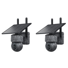 2X 3MP 4G SIM Solar PTZ Camera WIFI Outdoor Wireless IP Cameras with Solar Panel Two Way Audio Security CCTV Camera(C)