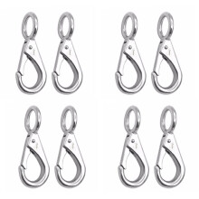 8Pcs Stainless Steel 316 Rigid Loaded Fixed Eye Spring Clip Snap Hook Carabiner Marine Hardware Accessories for Boats